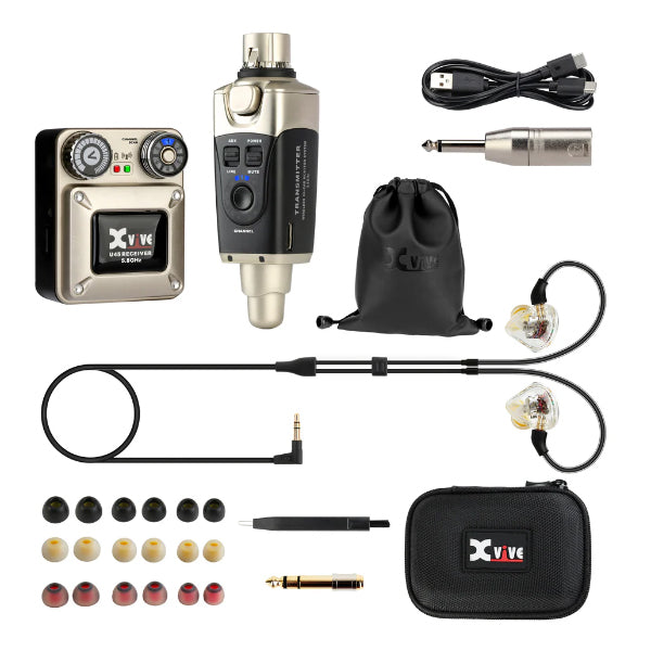 Xvive U45T9 Wireless In-ear Monitoring System 5.8GHz with Transmitter Receiver Earphones and Carry Case