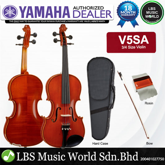 Yamaha V5SA Violin for Beginning Violinist with Hard Case Bow And Rosin - All Size