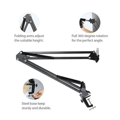 Maono BA20 Microphone Suspension Boom Scissor Arm Stand with Holder Clamp