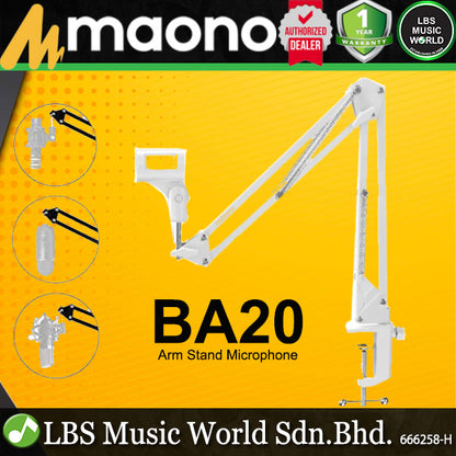 Maono BA20 Microphone Suspension Boom Scissor Arm Stand with Holder Clamp