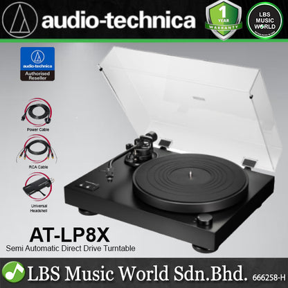 Audio Technica AT‑LP8X Semi Automatic Direct Drive Analogue Turntable Disc Player - Black (ATLP8X)