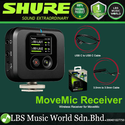 Shure MoveMic Two Dual Channel Clip On Mic Wireless Lavalier Microphone with Charging Case
