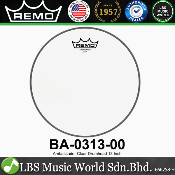 Remo Ambassador 1Ply Clear Drumhead Drum Skin (6" 8" 10" 12" 13" 14" 16" 18")