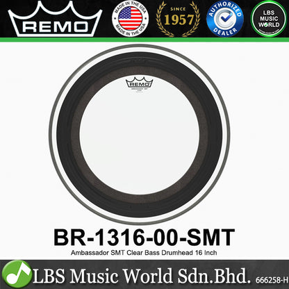 Remo Ambassador 1Ply Clear Drumhead for Bass Drum Skin - SMT (16" 18" 20" 22")