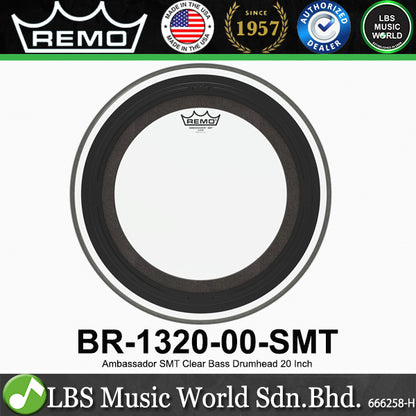 Remo Ambassador 1Ply Clear Drumhead for Bass Drum Skin - SMT (16" 18" 20" 22")