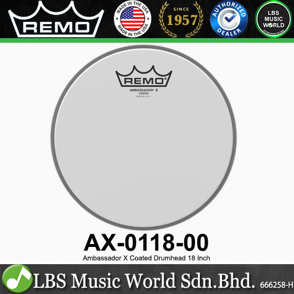 Remo Ambassador 1Ply X Coated Drumhead Drum Skin (8" 10" 12" 13" 14" 16" 18")