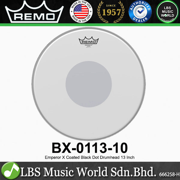 Remo Emperor X 2Ply Coated Black Dot Drumhead Drum Skin (10" 12" 13" 14")
