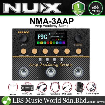 Nux NMA-3AAP Amp Academy Stomp Compact Modeler Guitar Effect Pedal with 3 Footswitch (NMA3AAP)