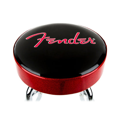 Fender Red Sparkle Logo Barstool Round Stool Chair - Black and Red