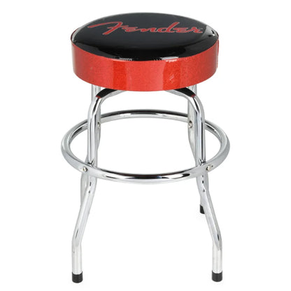 Fender Red Sparkle Logo Barstool Round Stool Chair - Black and Red