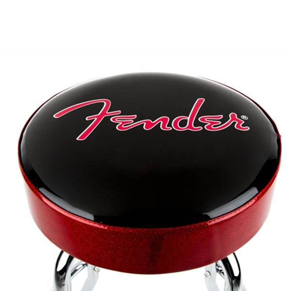 Fender Red Sparkle Logo Barstool Round Stool Chair - Black and Red
