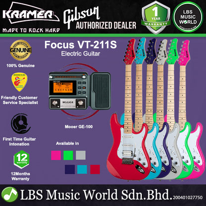 Kramer Focus VT-211S Mahogany Body Electric Guitar HSS Pickup with Maple Fingerboard and Tremolo Package with Moeer GE100 Pedal(VT211S VT 211S)