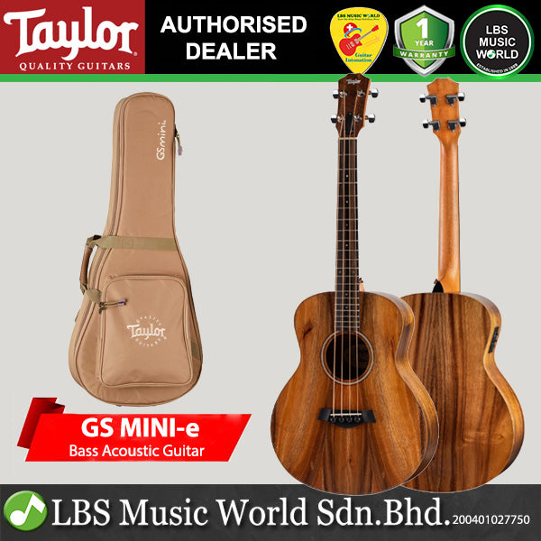 Taylor GS Mini-e Koa Hawaiian Top 4 String Bass Acoustic Electric Guitar with Hard Bag