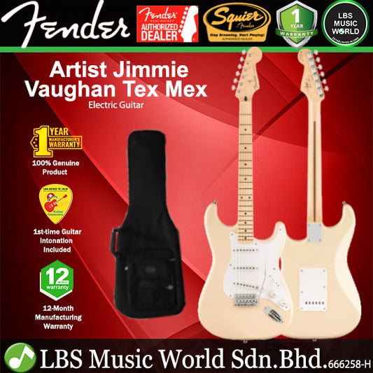 Fender Artist Jimmie Vaughan Tex Mex Stratocaster Electric Guitar with Gig Bag - Olympic White