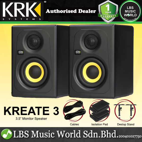KRK Kreate 3 Active 3 Inch Powered Studio Monitor Speaker With Bluetooth Pair (K3)