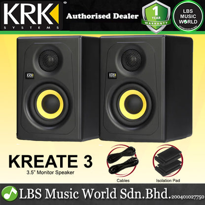 KRK Kreate 3 Active 3 Inch Powered Studio Monitor Speaker With Bluetooth Pair (K3)