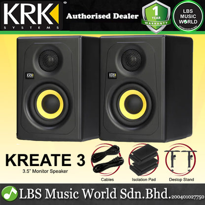 KRK Kreate 3 Active 3 Inch Powered Studio Monitor Speaker With Bluetooth Pair (K3)