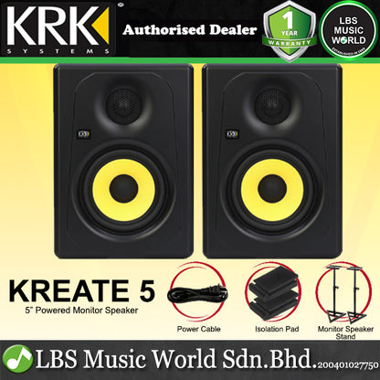 KRK Kreate 5 Active 5 Inch 2 Way Powered Studio Monitor Speaker with Bluetooth (K5)