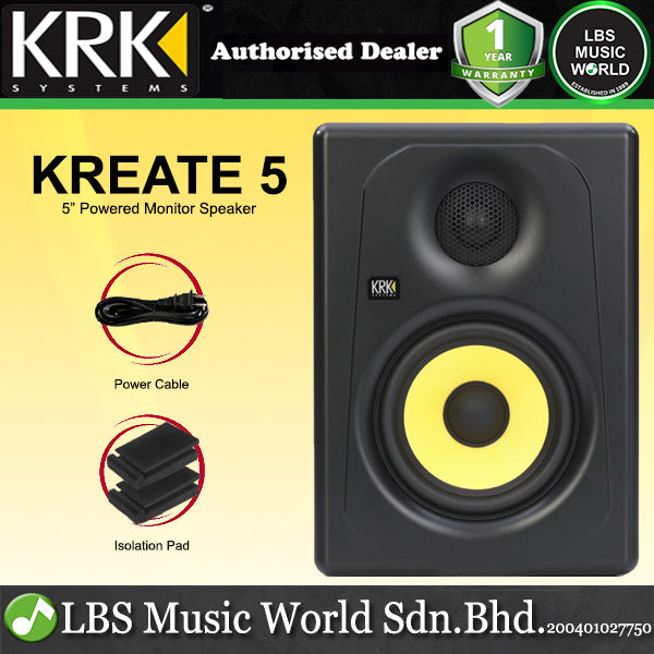 KRK Kreate 5 Active 5 Inch 2 Way Powered Studio Monitor Speaker with Bluetooth (K5)