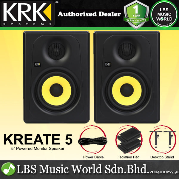 KRK Kreate 5 Active 5 Inch 2 Way Powered Studio Monitor Speaker with Bluetooth (K5)