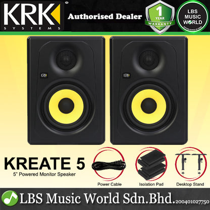 KRK Kreate 5 Active 5 Inch 2 Way Powered Studio Monitor Speaker with Bluetooth (K5)