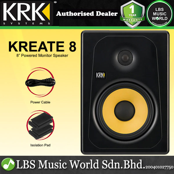 KRK Kreate 8 Active 8 Inch 2 Way Powered Studio Monitor Speaker with Bluetooth (K8)