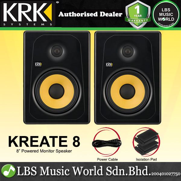 KRK Kreate 8 Active 8 Inch 2 Way Powered Studio Monitor Speaker with Bluetooth (K8)
