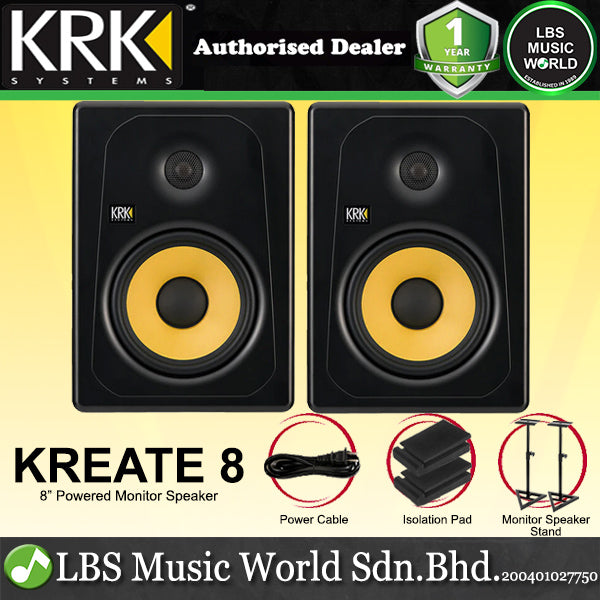 KRK Kreate 8 Active 8 Inch 2 Way Powered Studio Monitor Speaker with Bluetooth (K8)