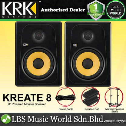KRK Kreate 8 Active 8 Inch 2 Way Powered Studio Monitor Speaker with Bluetooth (K8)
