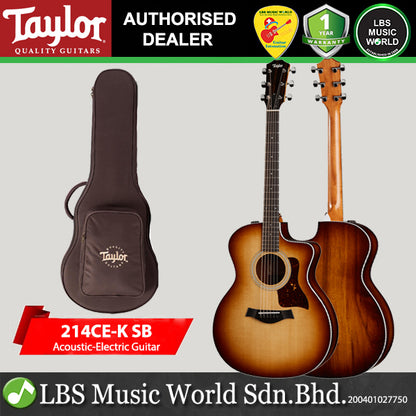 Taylor 214ce-K SB Sitka Spruce Top Grand Auditorium Acoustic Electric Guitar with Bag (214ceK SB Plus)
