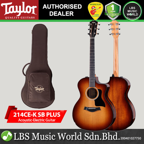 Taylor 214ce-K SB Sitka Spruce Top Grand Auditorium Acoustic Electric Guitar with Bag (214ceK SB Plus)