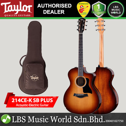 Taylor 214ce-K SB Sitka Spruce Top Grand Auditorium Acoustic Electric Guitar with Bag (214ceK SB Plus)