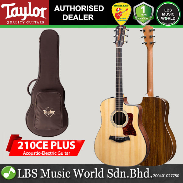 Taylor 210ce Plus Sitka Spruce Top Dreadnought Acoustic Electric Guitar with AeroCase - Natural
