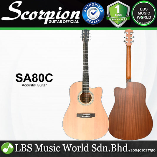 Scorpion SA80C Dreadnought Cutaway Body Acoustic Guitar Suitable for Beginner