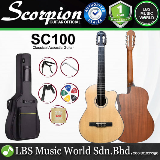Scorpion SC100 Spruce Top Body Nylon Classical Acoustic Guitar