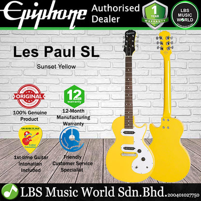 Epiphone ENOLSYCH1 Les Paul SL Poplar Body Electric Guitar with SS Pickup and Rosewood Fretboard - Sunset Yellow