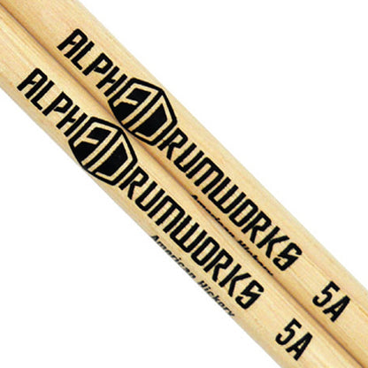 Alpha Drumworks AD-DS5A Drumstick American Hickory Series Wood Tip Drum Stick - 5A (ADDS5A AD DS5A)