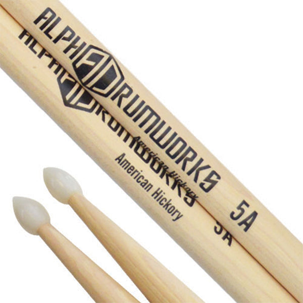 Alpha Drumworks AD-DS5A Drumstick American Hickory Series Wood Tip Drum Stick - 5A (ADDS5A AD DS5A)