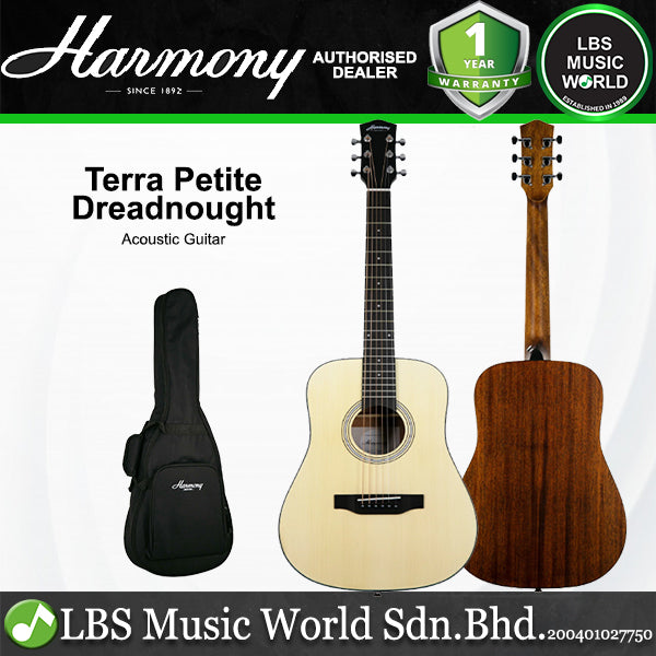 Harmony Foundation Series Terra Petite Dreadnought Acoustic Guitar with Bag - Natural Satin
