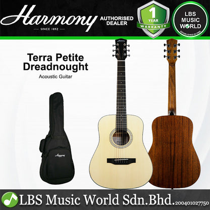 Harmony Foundation Series Terra Petite Dreadnought Acoustic Guitar with Bag - Natural Satin