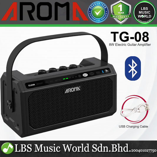 Aroma TG-08 Rechargeable Bluetooth Portable Electric Guitar Amplifier with Built In Drum Rhythm (TG08)