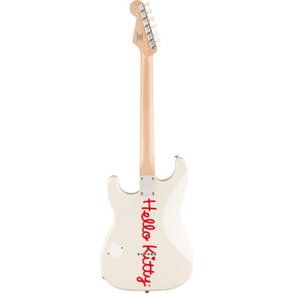 Squier by Fender Limited Edition Hello Kitty Stratocaster Electric Guitar SS Pickup with Maple Fingerboard - White