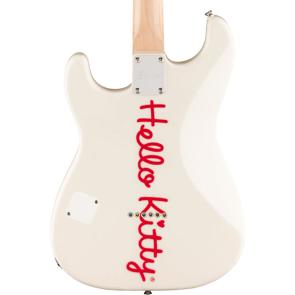 Squier by Fender Limited Edition Hello Kitty Stratocaster Electric Guitar SS Pickup with Maple Fingerboard - White