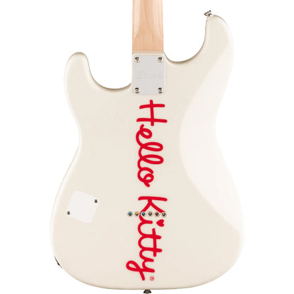 Squier by Fender Limited Edition Hello Kitty Stratocaster Electric Guitar SS Pickup with Maple Fingerboard - White