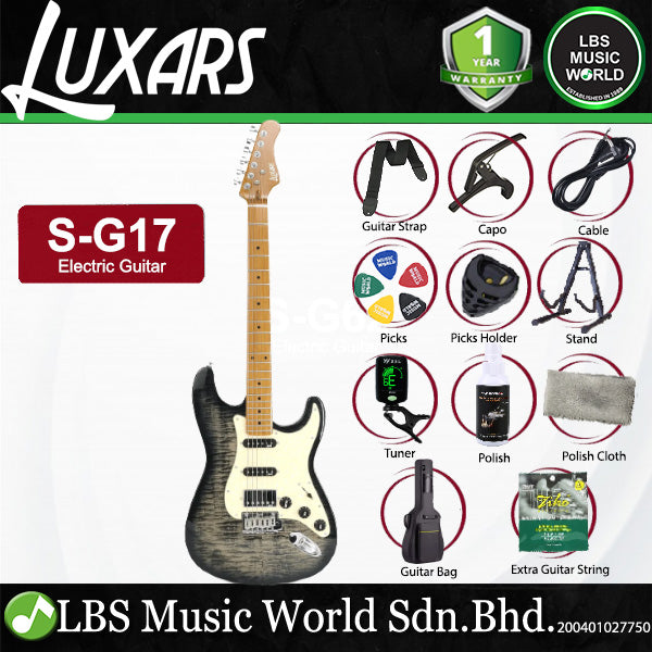Luxars S-G25 HSS Alder Body Electric Guitar Roasted Maple Fretboard and Tremolo (S G25)