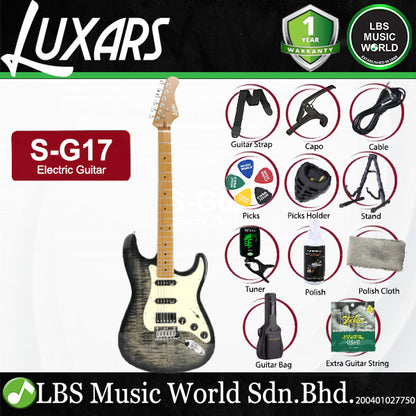 Luxars S-G25 HSS Alder Body Electric Guitar Roasted Maple Fretboard and Tremolo (S G25)