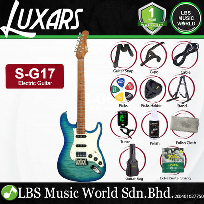 Luxars S-G25 HSS Alder Body Electric Guitar Roasted Maple Fretboard and Tremolo (S G25)
