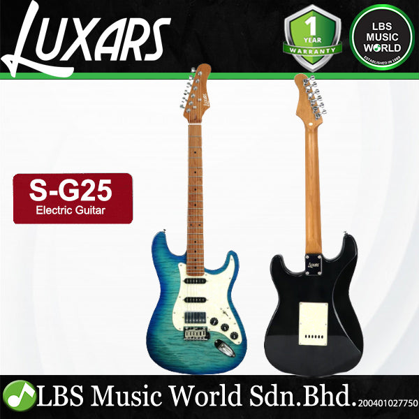 Luxars S-G25 HSS Alder Body Electric Guitar Roasted Maple Fretboard and Tremolo (S G25)
