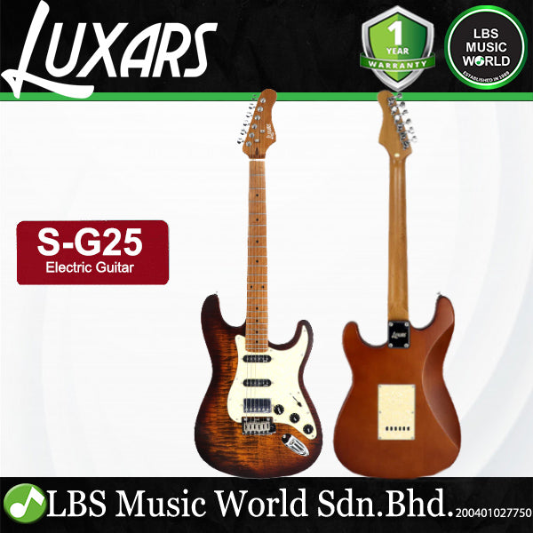 Luxars S-G25 HSS Alder Body Electric Guitar Roasted Maple Fretboard and Tremolo (S G25)