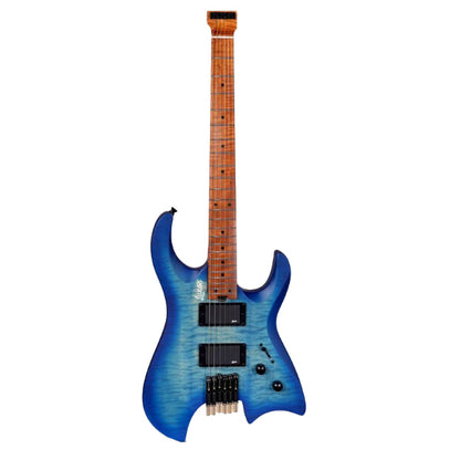 Luxars S-G63-6 Headless Electric Guitar HH Alnico V Pickups with Roasted Maple Fretboard and Package Amplifier (S G63 6)
